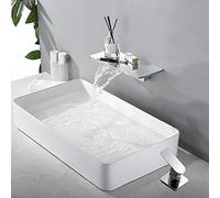 ZR98US Waterfall Chrome Bathroom Faucet Bathtub Faucet Large Mounted Sink Kr