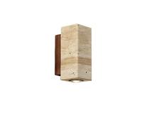 ZR98US Yellow Travertine, Marble Geometric Lamp Indoor Warm Wall Mount Light for Bedroom Bedside Entryway Porch(Cylinder,6.29in)