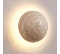 ZR98US Yellow Travertine, Round Marble Light 3 Color Dimmable Wall Lamp for Living Room Bathroom Porch Hallway