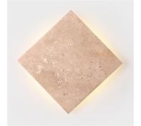 ZR98US Yellow Travertine Square Lamp, Wabi-Sabi Natural Stone 3-Color Dimmable Wall Light for Hallway Bathroom Bedroom