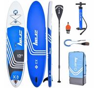 Zray - SUP Stand Up Paddle Gonflable X-Rider Epic 12' - PB-ZX3E - Planche Gonflable Dropstitch - Leash, Pagaie, Pompe, Sac de transport, Kit - Option Siege Kayak - Jusqu’à 162kg - 324l - 365x81x15cm