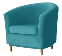 ZRCYXDW 2 Pièce Housse De Fauteuil Cabriolet Chesterfield, Velours Housse De Fauteuil Club avec Housse De Coussin Antidérapant Housse De Canapé Tub Chair pour Hôtel-Bleu Turquoise-2 pièce