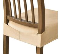 ZRCYXDW Extensible Housse De Chaise 6 Pièces, Doux Velours Housse De Coussin De Chaise Amovible Lavable Housse Assise Chaise pour Salle à Mange pour Cuisine-Beige-Lot de 6