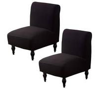 ZRCYXDW Extensible Housse De Fauteuil pour Accent sans Bras, Doux Housses De Chaise sans Accoudoirs Amovible Lavable Housse De Fauteuil sans Acc avec Fond Élastique pour Hôtel-Le Noir-2 pièce