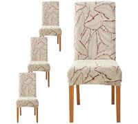 ZRCYXDW Housses de Chaise de Salle à Manger Lot de 4, Spandex Housse de Chaise Extensible Lavable Couverture de Chaise Universel Amovible Protecteur de Fauteuil-Bordeaux-4 Pièces