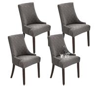 ZRCYXDW Imperméable Housses De Chaise Latérale à Oreilles, élastique Housses De Chaise De Salle à Manger Amovible Housse De Protection De Chaise à Bras Lavable pour Banquet Décor-Gris Clair-Lot de 4