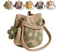 ZrdlqlLcjxy Handmade Crochet Flower Tote Bag, Boho Knit Floral Purse Bag Gifts, 2026 Summer Crochet Purses for Women Vacation (Green)