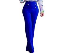 ZRDSZWZ Pantalon évasé fiable et tendance pour femme - Couleur unie - Taille haute - Coupe ample - Sexy - Bleu roi - Taille XXL