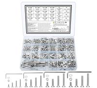 zrfgbxim 1080 Pcs M3 M4 M5 M6 Vis Boulons et Écrous, Boulons à Tête Fraisée Plate, Vis à Six Pans Creux Hexagonale avec Rondelles Assortiment Kit
