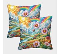 ZRHSADO Cosmos Bipinnat Housse De Coussin Lot De 2 Décoratif Taie d'oreiller De Haute Qualité pour Canapé,décoration D'intérieur Lavable en Machine, Infroissable, Respirant 45x45cm
