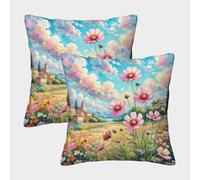 ZRHSADO Cosmos Housse De Coussin Lot De 2 Décoratif Taie d'oreiller Carré pour Canapé Lits Chaises Voiture Salon Maison Décor Lavable en Machine, Infroissable, Respirant 50x50cm