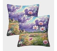 ZRHSADO Cosmos Housse De Coussin Lot De 2 Décoratif Taie d'oreiller Coloré pour Canapé Lits Chaises Voiture Salon Maison Décor Lavable en Machine, Infroissable, Respirant 45x45cm