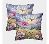 ZRHSADO Cosmos Taie d'oreiller Imprimée en 3D Lot De 2 Décoratif Carré pour Canapé Lits Chaises Voiture Salon Maison Décor Lavable en Machine, Infroissable, Respirant 45x45cm