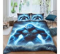 ZRHSADO Giant Ape Thunder Housse de Couette 3 Pièces Microfibre résistante 3D Imprimée Respirante Mythical Creature Ensemble De Literie avec Fermeture Éclair Ultra Douce for Fille King（220x240cm）