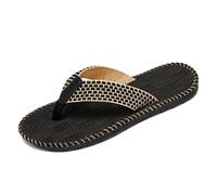 ZRHWSPD Chaussons de Paille Home Lightweight Weaving Bedroom Shoes Silent Casual(Black,42)