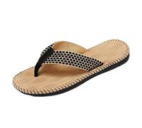 ZRHWSPD Chaussons de Paille Home Lightweight Weaving Bedroom Shoes Silent Casual(Brown,39)