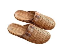 ZRHWSPD Chaussons de Paille Rattan Grass Woven Women's Couple Linen Breathable Straw Mat Shoe(Khaki,39-40(40-41))