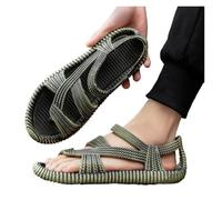 ZRHWSPD Chaussons de Paille Retro Rattan Straw Sandals Outer Wear Beach(Light green,44-45)