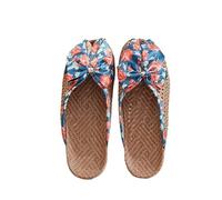 ZRHWSPD Chaussons de Paille Shoes Breathable Rattan Grass Cool Slippers Ladies(Blue,39-40)