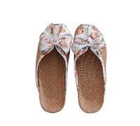 ZRHWSPD Chaussons de Paille Shoes Breathable Rattan Grass Cool Slippers Ladies(GReY,35-36)