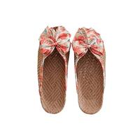 ZRHWSPD Chaussons de Paille Shoes Breathable Rattan Grass Cool Slippers Ladies(Orange,35-36)