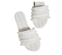 ZRHWSPD Chaussons de Paille Slides Hemp Front Toe Casual Shoes Straw Weaving(White,41)