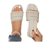ZRHWSPD Chaussons de Paille Woman Cane Weaving Vine Grass Casual Slippers(Color4,41)