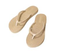 ZRHWSPD Chaussons de Paille Women Lightweight Flip Flops Outside Casual Beach Imitation Slippers(Color 2,37)