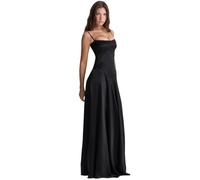 ZRHWSPD Robe Bretelle Robe de soirée Longue élégante, sans Manches, Slim, à Lacets, Sexy, à Bretelles, Maxi, décontractée(Black,S)