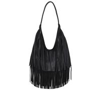 ZRHWSPD Sac À Main Frangé Pour Femme Sac à main pompon en forme de croissant, sac bandoulière for fille(Black)