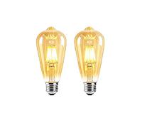 ZRJIA Lot de 2 E27 Edison Ampoule LED vintage E27 6W ST64 600LM Ampoule LED à filament Antique Blanc Chaud 2700K idéale pour la nostalgie et l'éclairage rétro dans