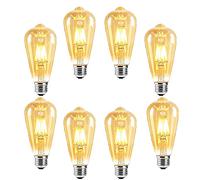ZRJIA Lot de 8 E27 Edison Ampoule LED vintage E27 6W ST64 600LM Ampoule LED à filament Antique Blanc Chaud 2700K idéale pour la nostalgie et l'éclairage rétro dans