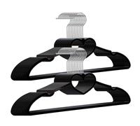 ZRKFSR Lot de 20 cintres en plastique noirs fins pour économiser de l'espace - Cintres mignons avec crochet pivotant à 360 degrés pour adultes, robes, chemises, manteaux