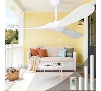 Zronon - Ventilateur de plafond blanc de 182,9 cm sans lumière, ventilateurs de plafond en bois d'extérieur sans lumières pour terrasses, tonnelles, porche, salon, ventilateur d'extérieur moderne