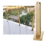 ZRQSMCX Kit de système de Garde-Corps de terrasse en Verre, poteaux de Balustrade en Verre doré, Pinces de connecteur de Garde-Corps en Verre, Poteau de Support de Panneau en ver,Gold-Mid Post-65cm