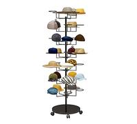 ZRQSMCX Présentoir à Chapeaux Roulant de Grande capacité pour Collection de Chapeaux/Chapeaux de Cowboy, Support de Perruques Robuste en métal, étagère Moderne pour Chapeaux（Black-7 Tier