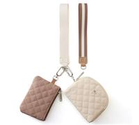 ZRRAJOY Mini portefeuille zippé autour de la dragonne pour femme - Porte-monnaie à double pochette avec 2 sangles, porte-clés et dragonne, petite pochette mignonne pour adolescentes, organiseur