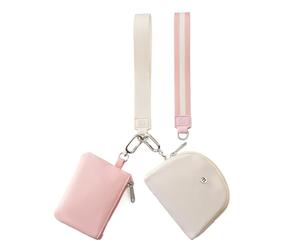 ZRRAJOY Mini portefeuille zippé autour de la dragonne pour femme - Porte-monnaie à double pochette avec 2 sangles, porte-clés et dragonne, petite pochette mignonne pour adolescentes, organiseur