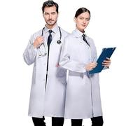ZRUEWOT Blouse de Laboratoire Blanche pour Femmes et Hommes Blouse de Laboratoire de Chimie Blouses de Médecin Unisexe pour Adaptée aux étudiants Laboratoire Scientifique Infirmière Cosplay XXL 180