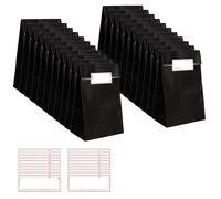 ZRUEWOT Lot de 30 sacs en papier noir avec 30 autocollants de 24 x 12 x 8 cm - Sacs en papier kraft à fond bloc - Sacs cadeaux - Convient pour les bonbons, les collations, les petits cadeaux et le