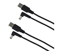 ZRUIZYAN Lot de 2 Câbles d'Alimentation, Cordon Alimentation USB vers DC 5 V USB A 2,1 mm/5,5 mm L Câble Adaptateur Jack 1 m Noir