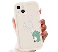 Zrutru Coque de téléphone mignonne dinosaure pour iPhone 14 Plus 6,7", coque de protection anti-chocs à bulles kawaii pour filles, enfants, garçons, beige, souple et résistante aux chocs pour iPhone