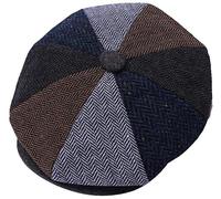 ZRWASKA® Casquettes plates pour hommes UK 8 panneaux Peaky Flat Baker Boy Chapeaux en laine - Gatsby Tweed Tissu en laine Style Newsboy Femme Baker 1920s Chapeau Plat Hommes Uni Chevrons Taille S-XXL