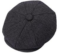 ZRWASKA® Casquettes plates pour hommes UK 8 panneaux Peaky Flat Baker Boy Chapeaux en laine - Gatsby Tweed Tissu en laine Style Newsboy Femme Baker 1920s Chapeau Plat Hommes Uni Chevrons Taille S-XXL