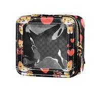 ZRWLUCKY Adorable trousse de maquillage de voyage en cuir avec motif chats noirs et rouges, Lovely Cats Noir et Rouge