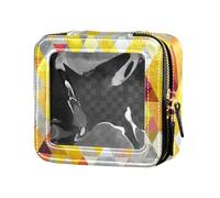 ZRWLUCKY Beauty case de voyage à la mode rhomboïdale à la mode jaune transparent sac de voyage petit sac cosmétique pour voyage, Mode tendance rhomboïde jaune, Mode tendance losange jaune