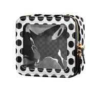 ZRWLUCKY Beauty case noir à pois scandinaves contemporain mignon sac transparent pour articles de toilette sacs cosmétiques organisateur de voyage, noir Scandinave Dots Contemporane, Noir Scandinave