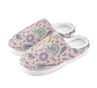 ZRWLUCKY Chaussons d'intérieur confortables en mousse à mémoire de forme pour homme et femme Motif dessin animé, Dessin animé musical, 3/4 UK Men/ 4/5 UK Women Wide