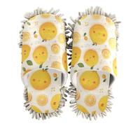 ZRWLUCKY Chaussons lavables en microfibre pour nettoyer le sol - Motif citron