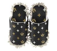 ZRWLUCKY Cross Crown Chaussons lavables en microfibre pour nettoyage de sol